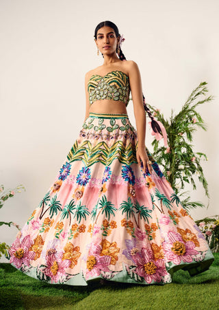 Multicolor tropical lehenga and blouse