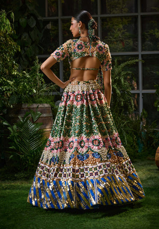 Multicolor beadwork embroidered lehenga and blouse