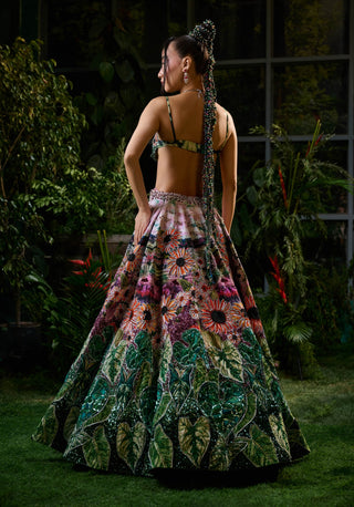 Tropical Forest Lehenga Set by Payal And Zinal available on Indiaspopup.com