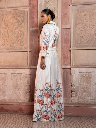 White chintz embroidered maxi