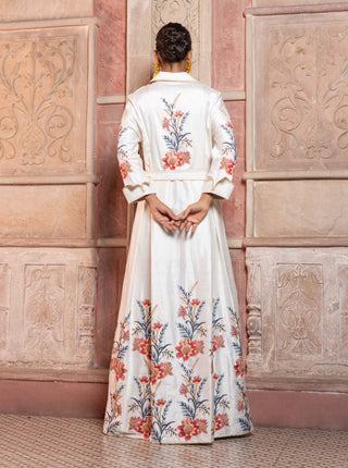 White chintz embroidered maxi