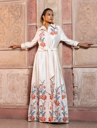 White chintz embroidered maxi