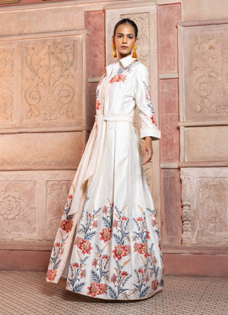 White chintz embroidered maxi