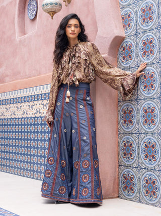 Paisley printed ruffle shirt and pants