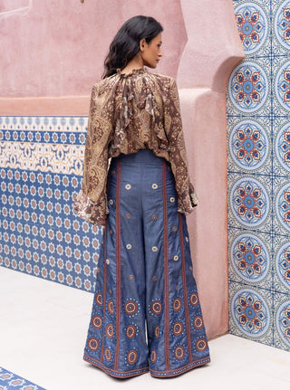 Paisley printed ruffle shirt and pants