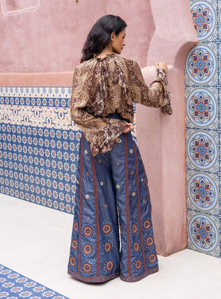 Paisley printed ruffle shirt and pants