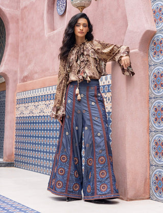 Paisley printed ruffle shirt and pants