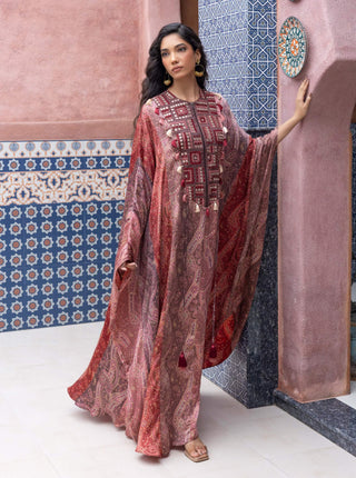 Color-blocked paisley kaftan