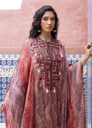Color-blocked paisley kaftan