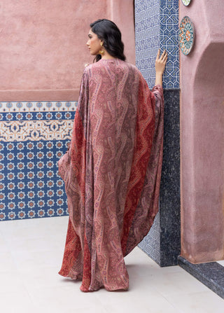 Color-blocked paisley kaftan