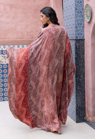 Color-blocked paisley kaftan
