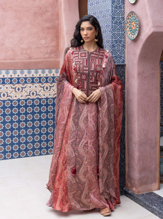 Color-blocked paisley kaftan