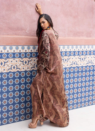 Brown chintz and paisley kaftan