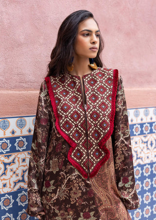 Brown chintz and paisley kaftan