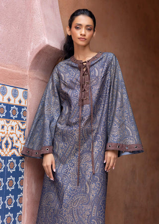 Blue denim printed kaftan