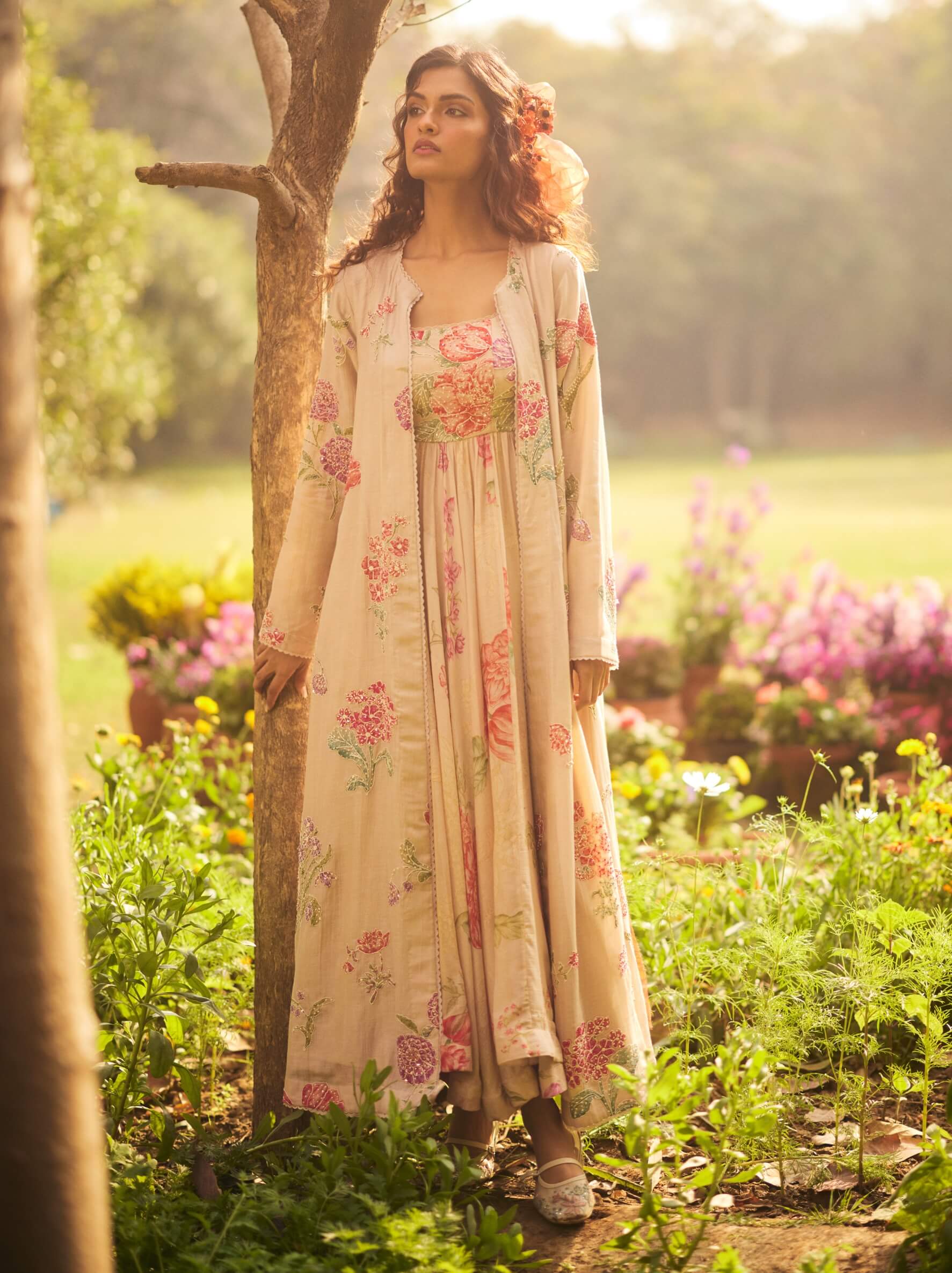 Dusty Rose Flora Gathered Maxi and Jacket XL Dusty Rose Flora Gathered Maxi and Jacket XL