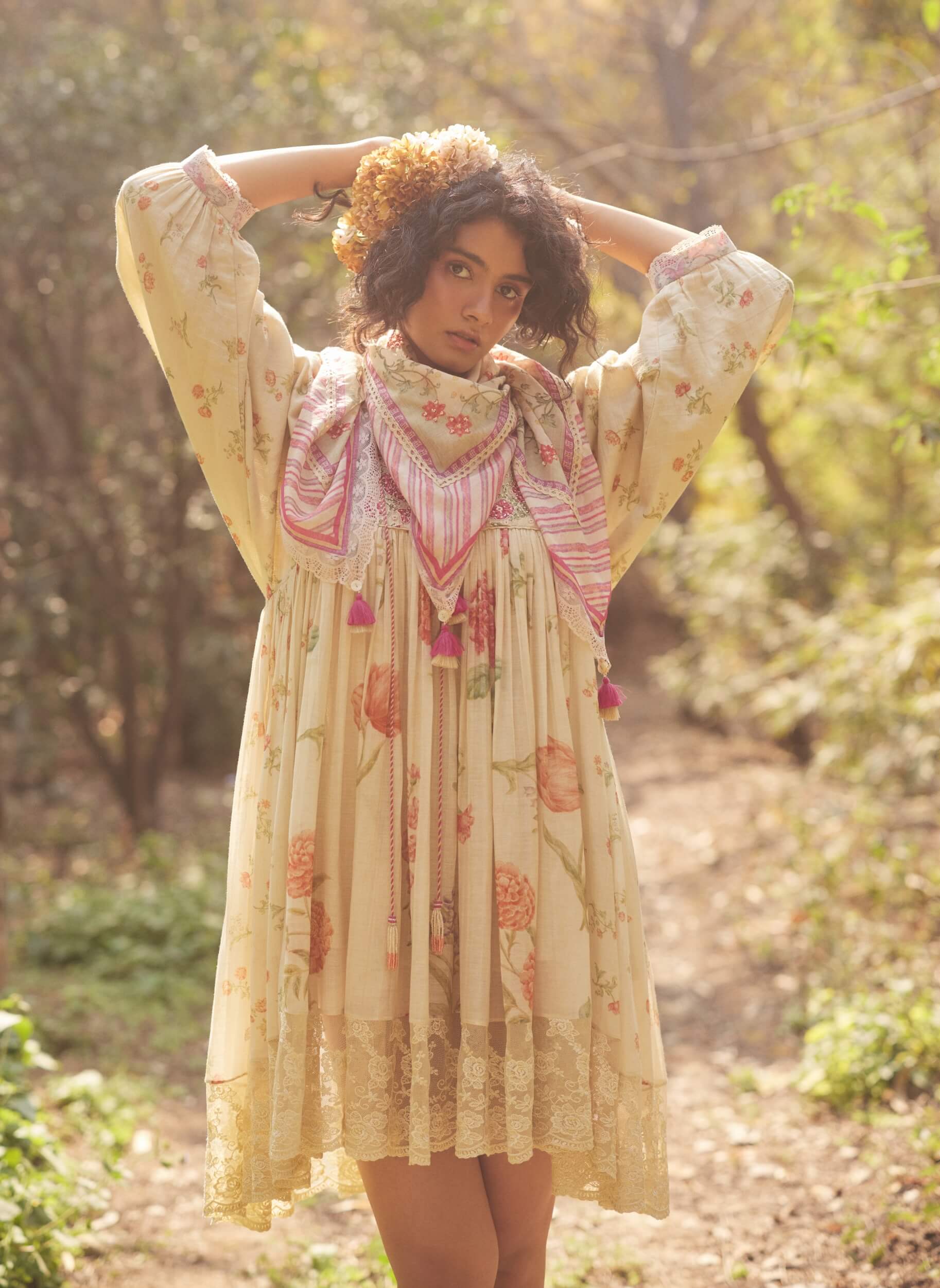 Ivory romantic summer dress and scarf 2XL Ivory romantic summer dress and scarf 2XL