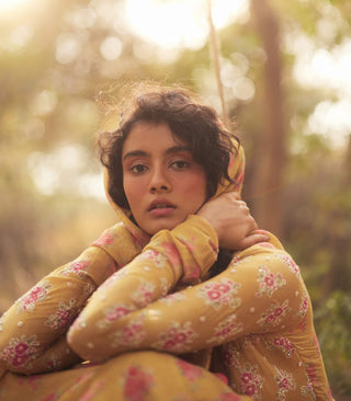 Golden yellow dreamy anarkali and dupatta