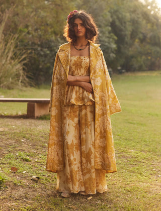 Golden yellow anya peplum and palazzo set