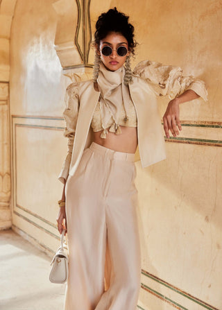 Paulmi & Harsh-Ivory Embroidered Jacket And Trouser Set-INDIASPOPUP.COM