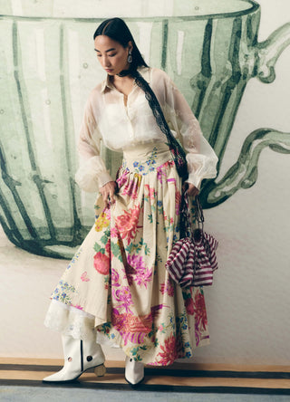 Ivory alora shirt with skirt and inner