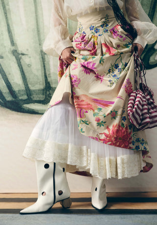 Ivory alora shirt with skirt and inner