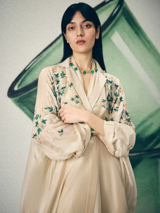 Ivory shinju jumpsuit with jacket