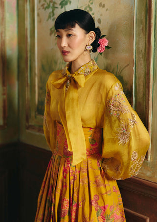 Mustard yellow alora shirt and skirt set