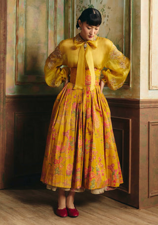 Mustard yellow alora shirt and skirt set