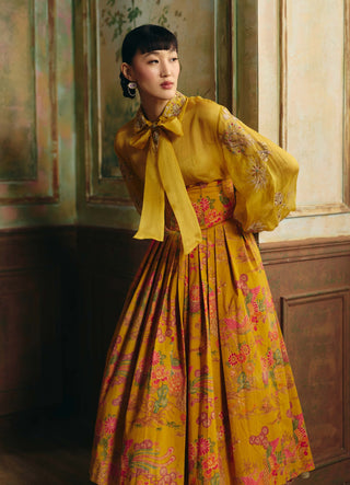 Mustard yellow alora shirt and skirt set