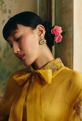 Mustard yellow alora shirt and skirt set
