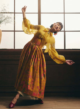 Mustard yellow alora shirt and skirt set
