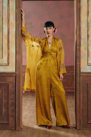 Mustard yellow shinju jumpsuit and jacket set