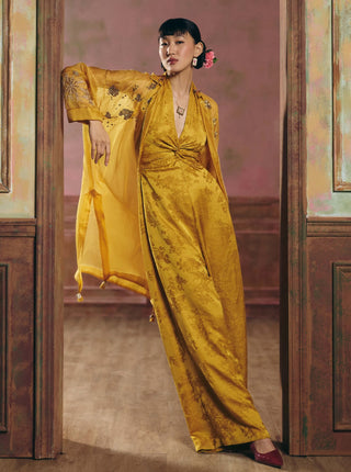 Mustard yellow shinju jumpsuit and jacket set