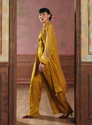 Mustard yellow shinju jumpsuit and jacket set