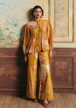 Ivory and mustard yellow oriel shirt and trouser