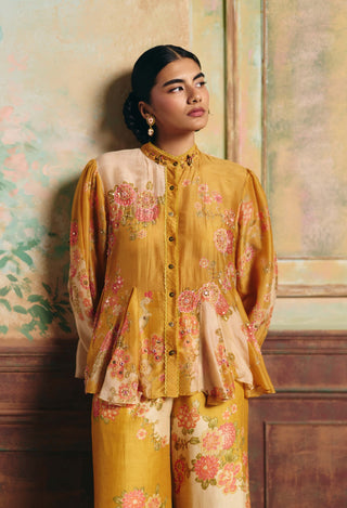 Ivory and mustard yellow oriel shirt and trouser