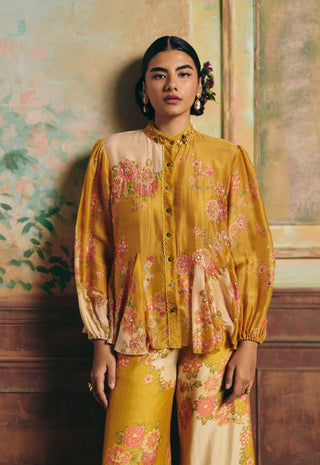 Ivory and mustard yellow oriel shirt and trouser