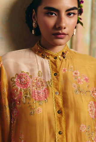 Ivory and mustard yellow oriel shirt and trouser