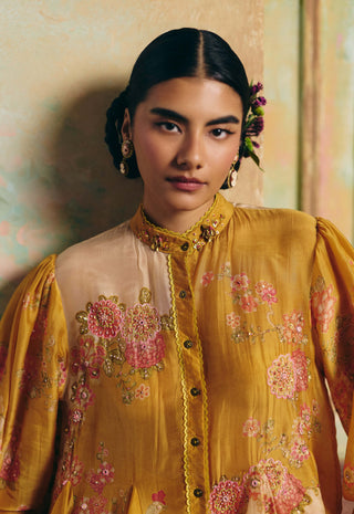 Ivory and mustard yellow oriel shirt and trouser