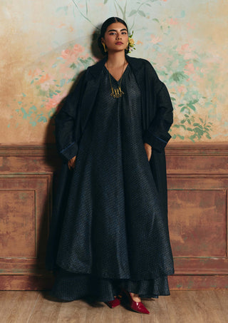 Navy blue daphne jacket, kurta and pant set