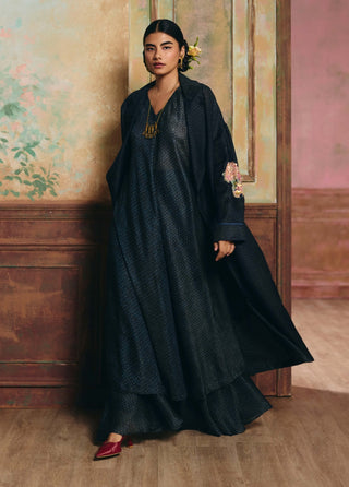 Navy blue daphne jacket, kurta and pant set