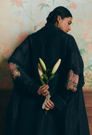 Navy blue daphne jacket, kurta and pant set
