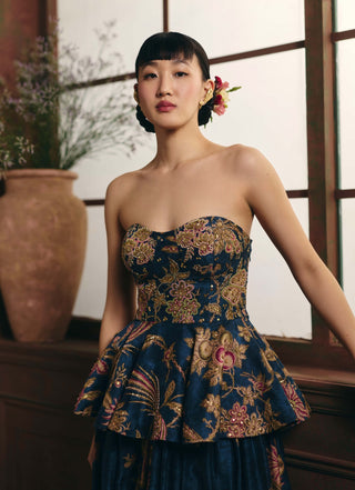 Navy blue evie corset and skirt set