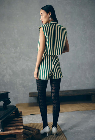 Green mori blazer with bustier and skorts