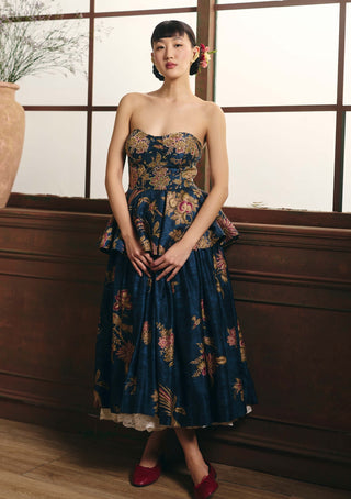 Navy blue evie corset and skirt set