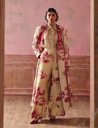 Sangria red meadow jacket, shirt and trouser set