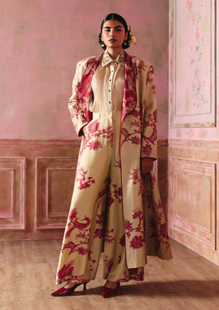 Sangria red meadow jacket, shirt and trouser set