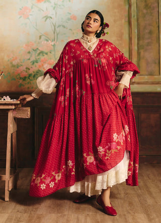 Cherry red theia maxi dress XS