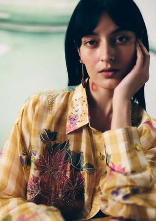 Yellow yuki shirt with skirt and bustier